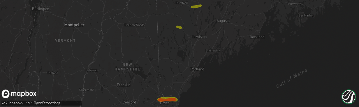 Hail map in Barrington, NH on August 13, 2023