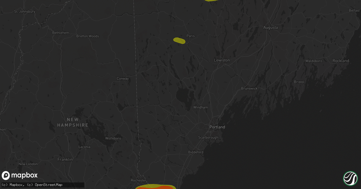 Hail map in Barrington, NH on August 13, 2023