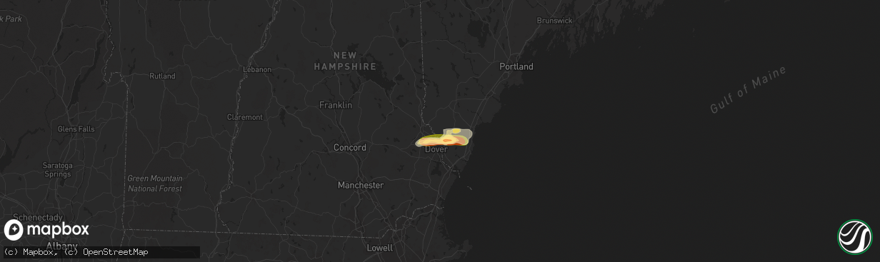 Hail map in Berwick, ME on August 13, 2023