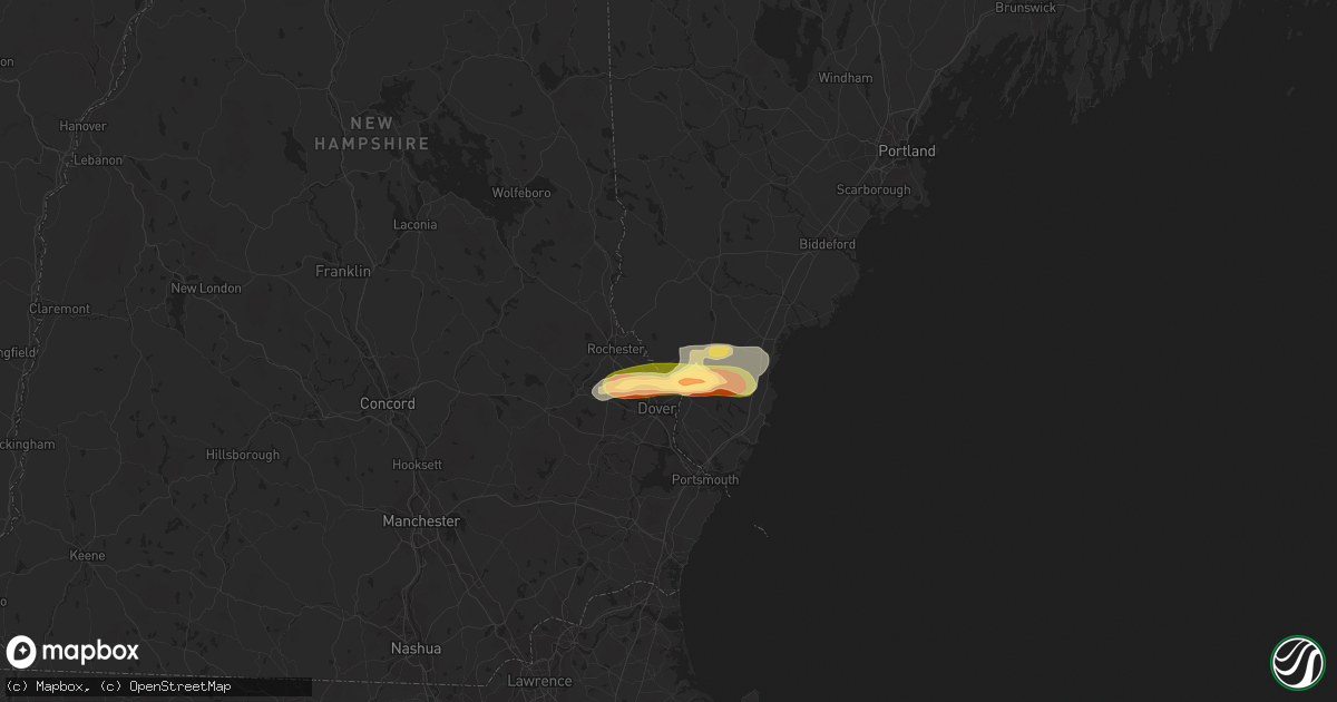 Hail map in Berwick, ME on August 13, 2023