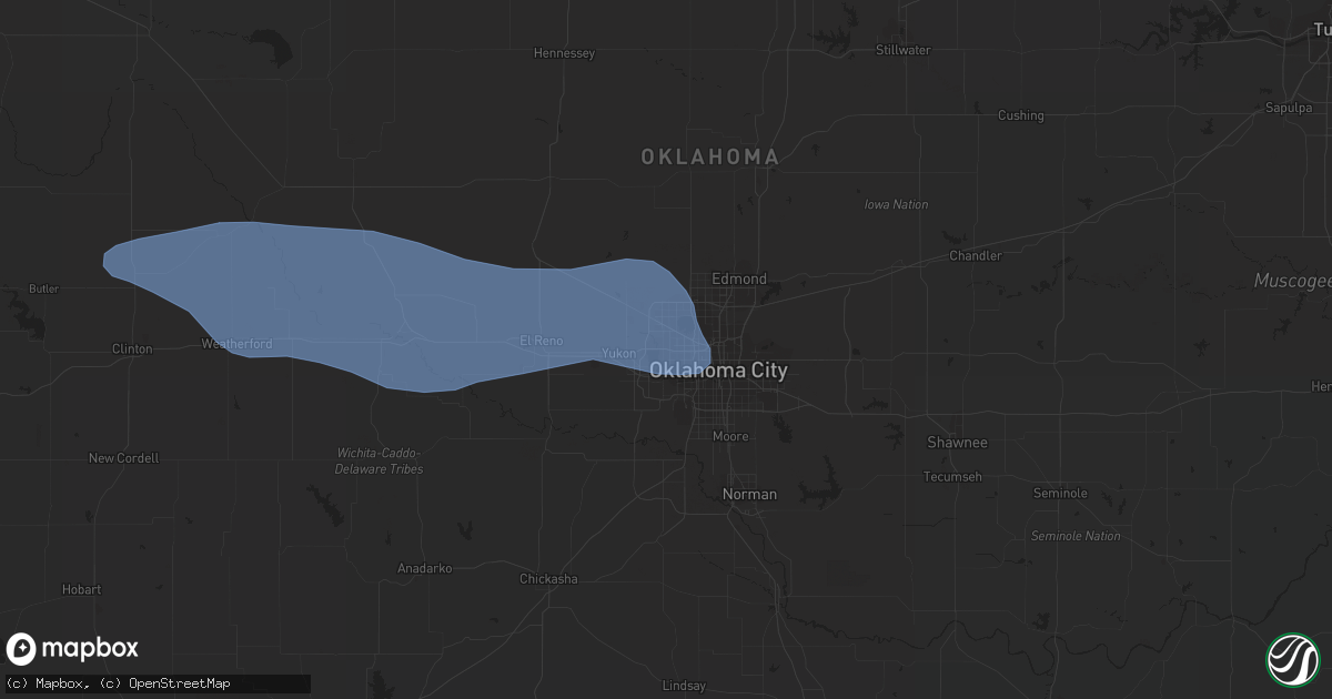 Hail map in Bethany, OK on August 13, 2023