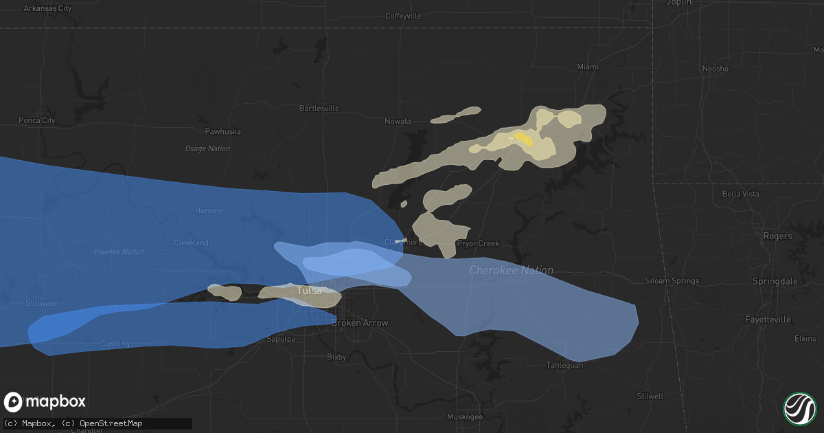Hail map in Claremore, OK on August 13, 2023