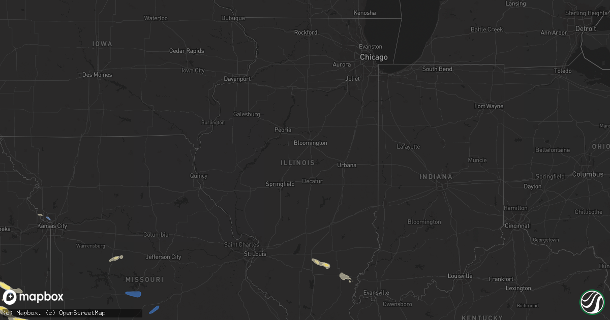 Hail map in Illinois on August 13, 2023