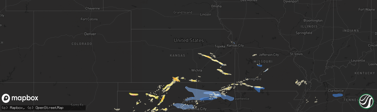 Hail map in Kansas on August 13, 2023