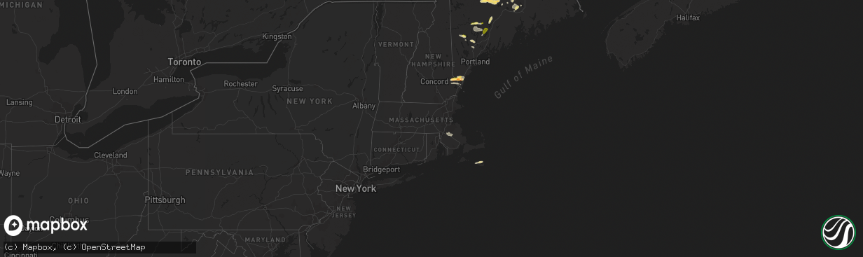 Hail map in Massachusetts on August 13, 2023