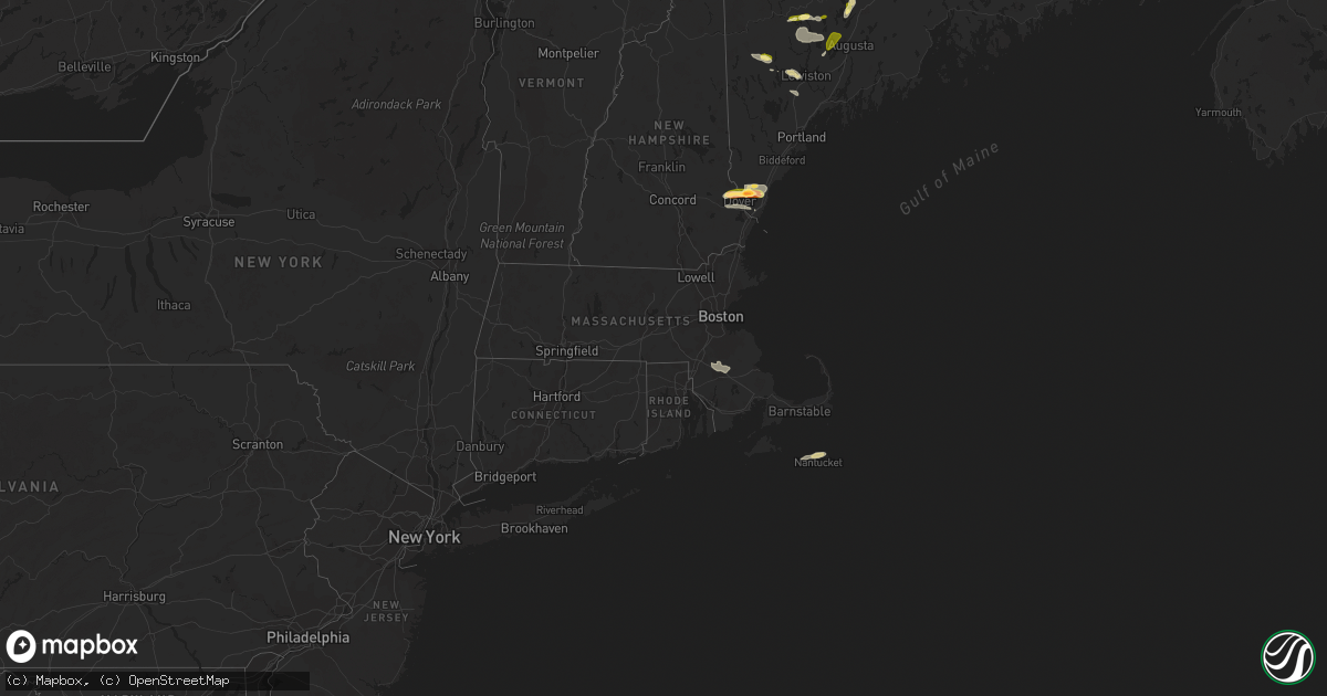 Hail map in Massachusetts on August 13, 2023