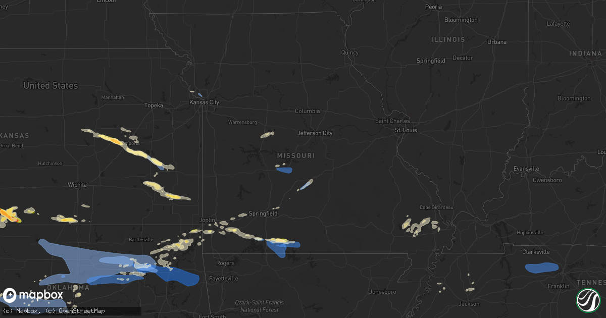 Hail map in Missouri on August 13, 2023