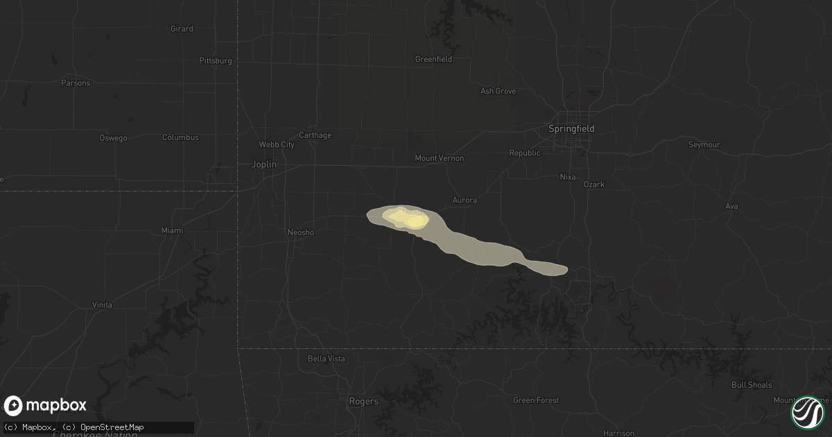 Hail map in Monett, MO on August 13, 2023