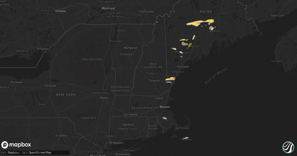Hail map in New Hampshire on August 13, 2023