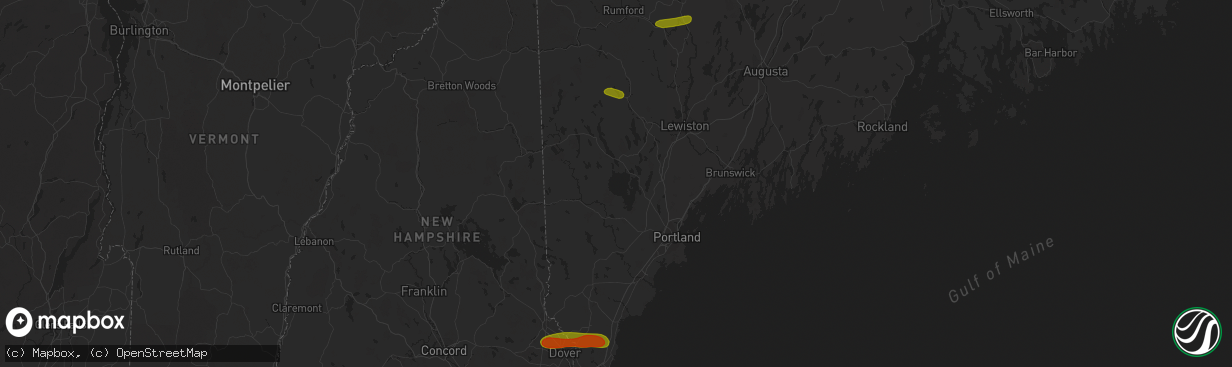 Hail map in Norway, ME on August 13, 2023