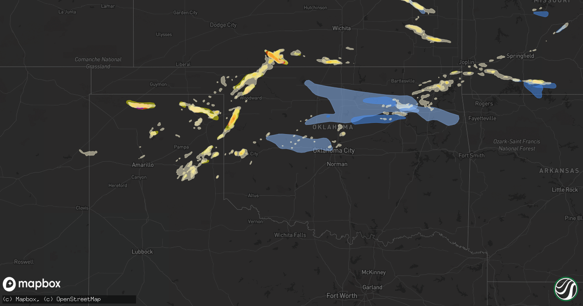 Hail map in Oklahoma on August 13, 2023