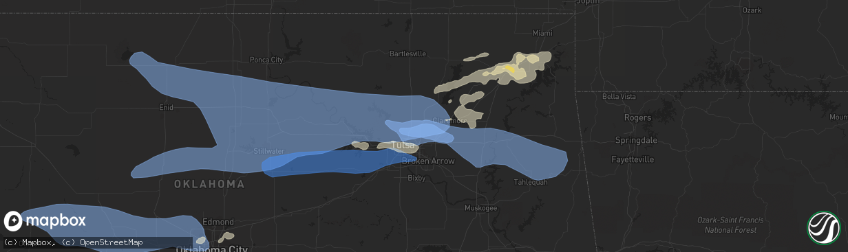 Hail map in Owasso, OK on August 13, 2023