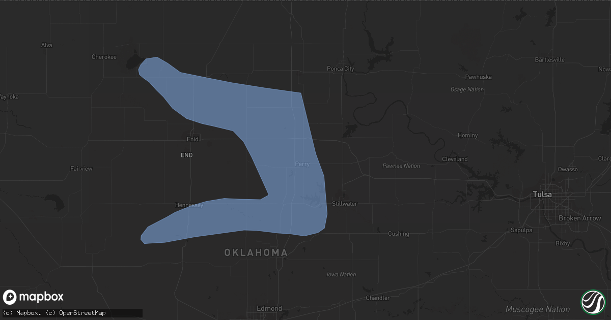 Hail map in Perry, OK on August 13, 2023