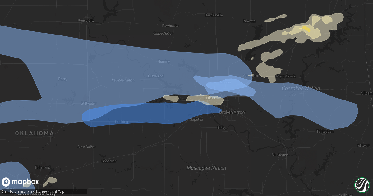 Hail map in Sand Springs, OK on August 13, 2023