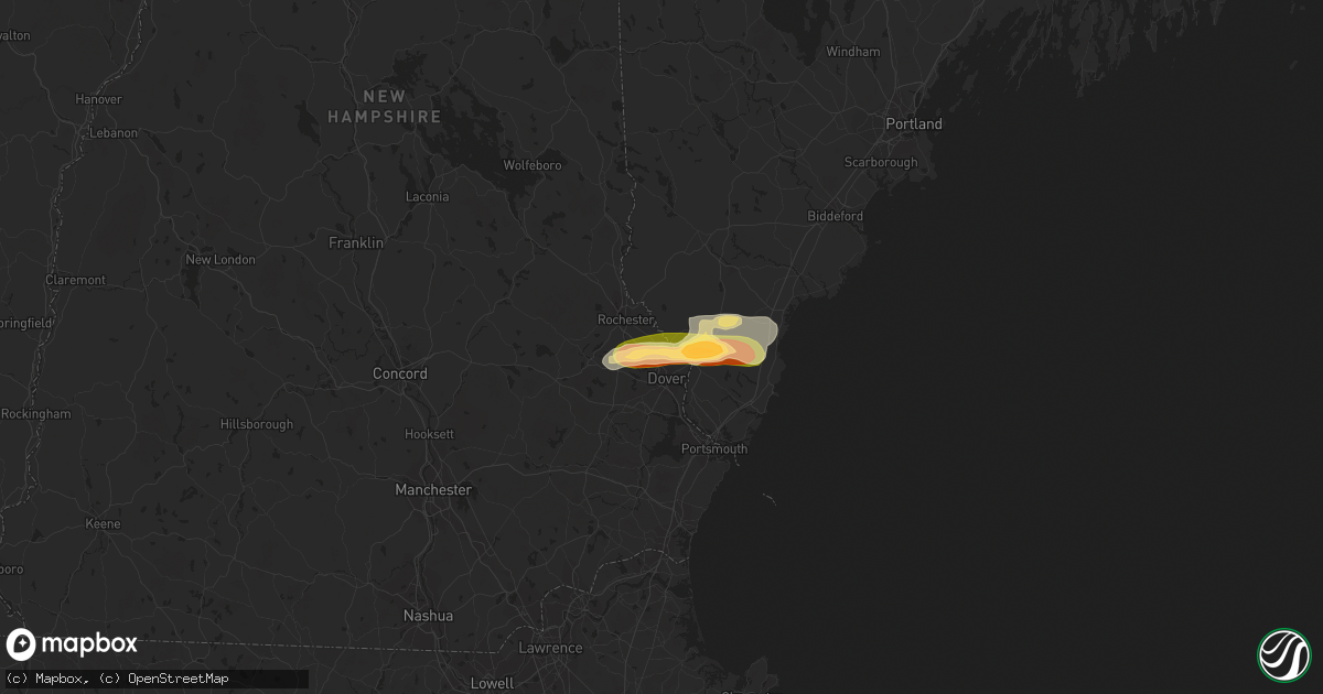Hail map in Somersworth, NH on August 13, 2023