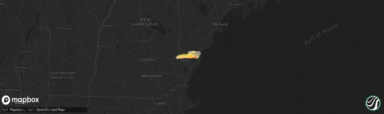 Hail map in South Berwick, ME on August 13, 2023