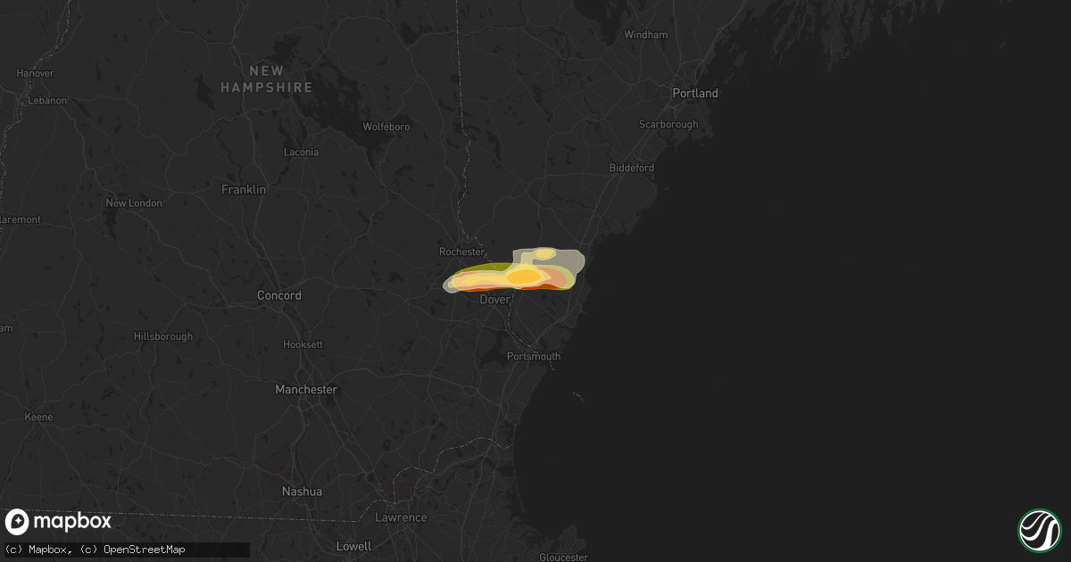Hail map in South Berwick, ME on August 13, 2023