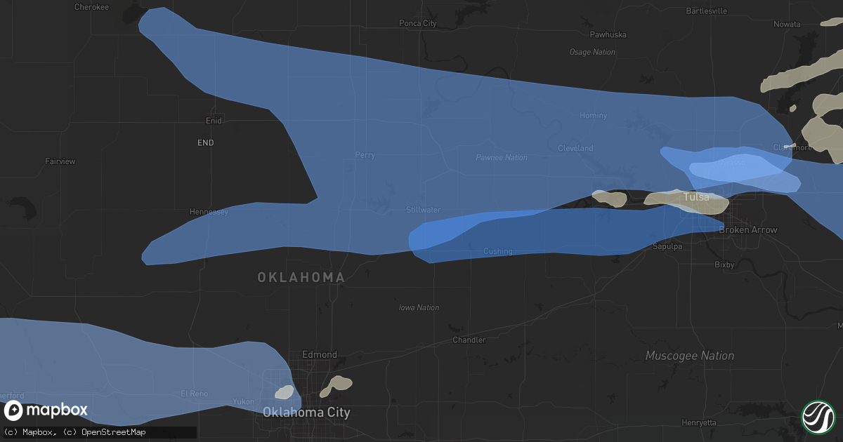 Hail map in Stillwater, OK on August 13, 2023