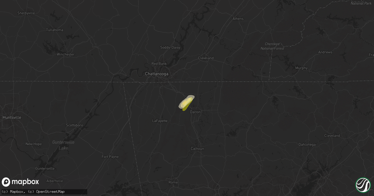 Hail map in Tunnel Hill, GA on August 13, 2023