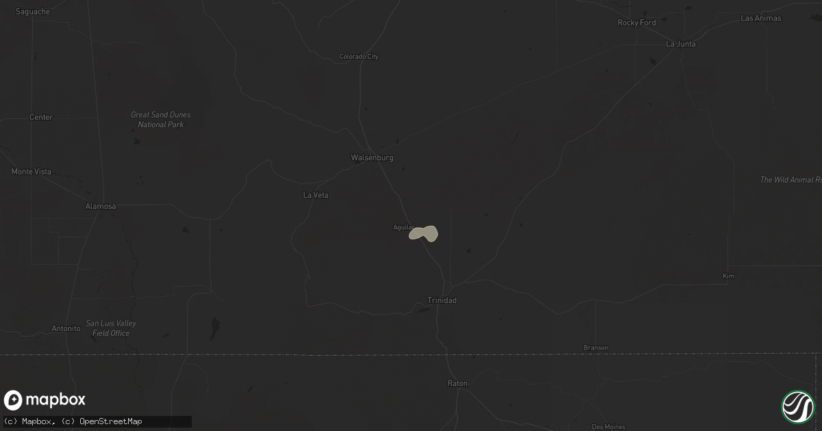 Hail map in Aguilar, CO on August 13, 2024