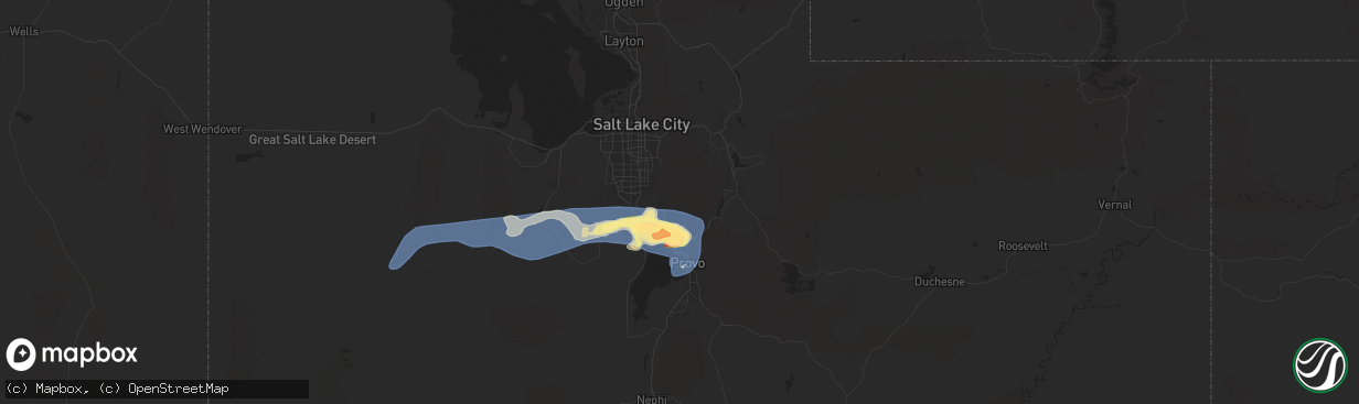 Hail map in American Fork, UT on August 13, 2024