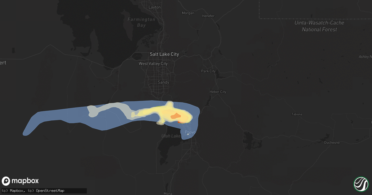 Hail map in American Fork, UT on August 13, 2024