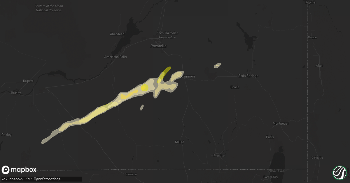 Hail map in Arimo, ID on August 13, 2024