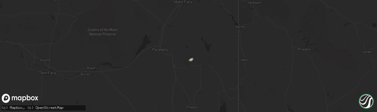 Hail map in Bancroft, ID on August 13, 2024