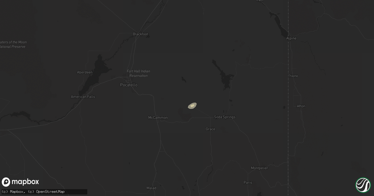 Hail map in Bancroft, ID on August 13, 2024
