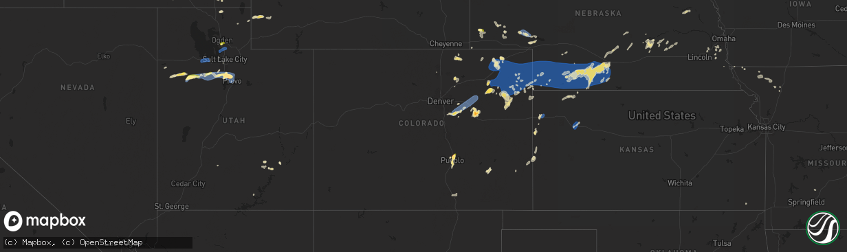 Hail map in Colorado on August 13, 2024