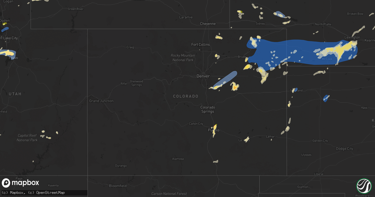 Hail map in Colorado on August 13, 2024