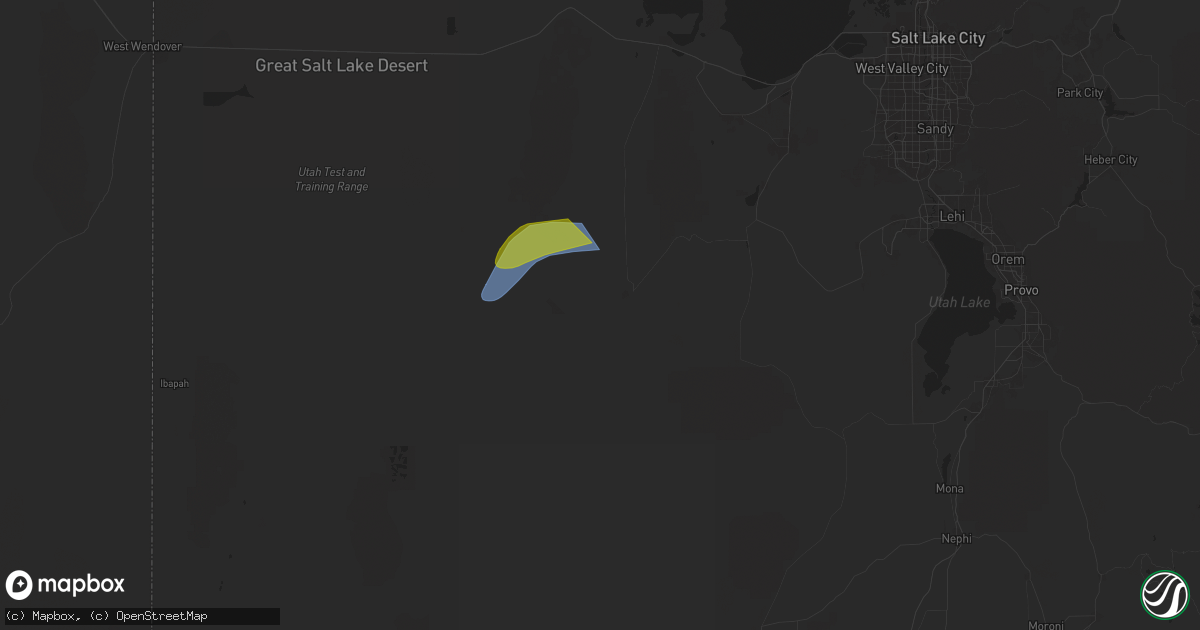 Hail map in Dugway, UT on August 13, 2024