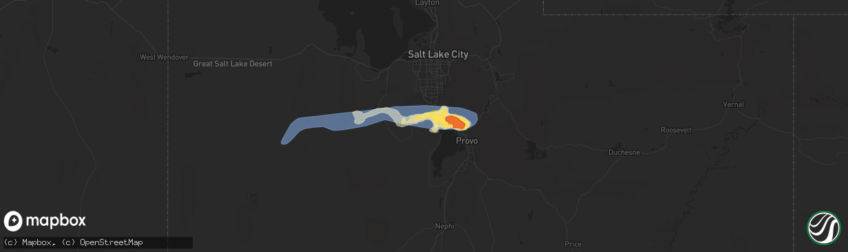 Hail map in Eagle Mountain, UT on August 13, 2024