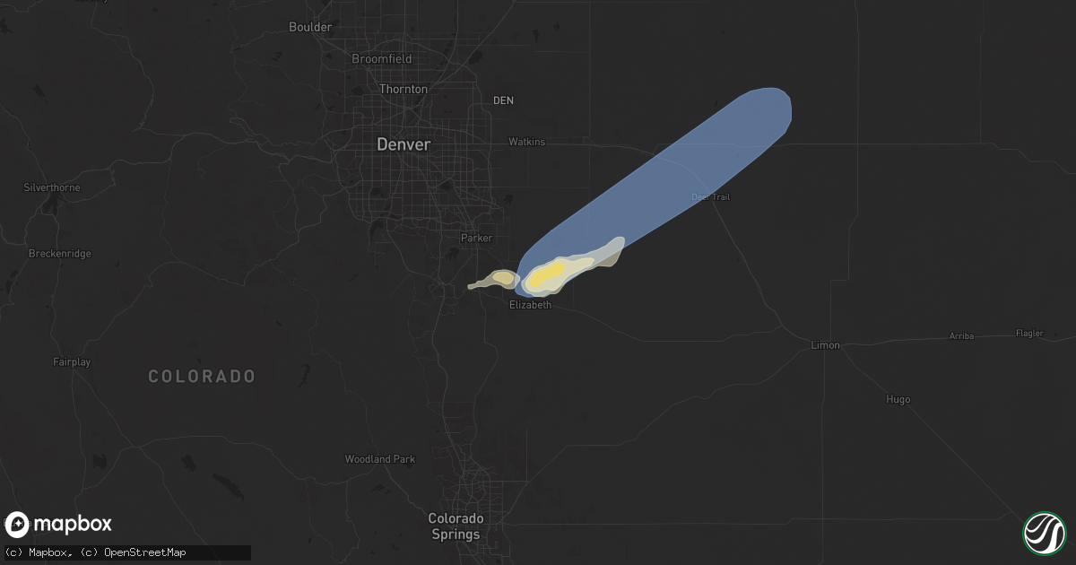 Hail map in Elizabeth, CO on August 13, 2024