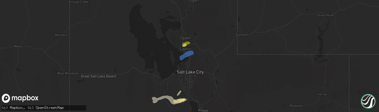 Hail map in Farmington, UT on August 13, 2024