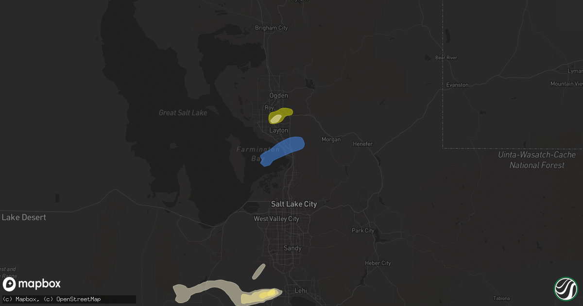 Hail map in Farmington, UT on August 13, 2024