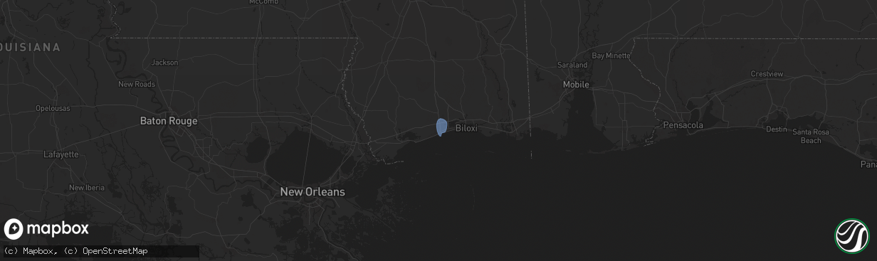 Hail map in Gulfport, MS on August 13, 2024