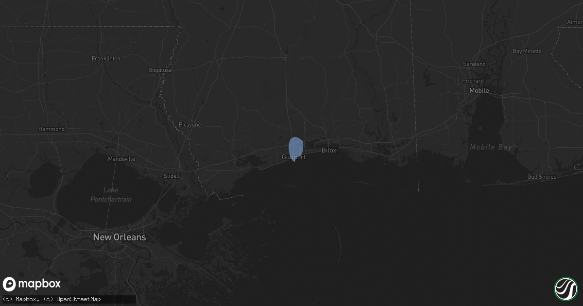 Hail map in Gulfport, MS on August 13, 2024