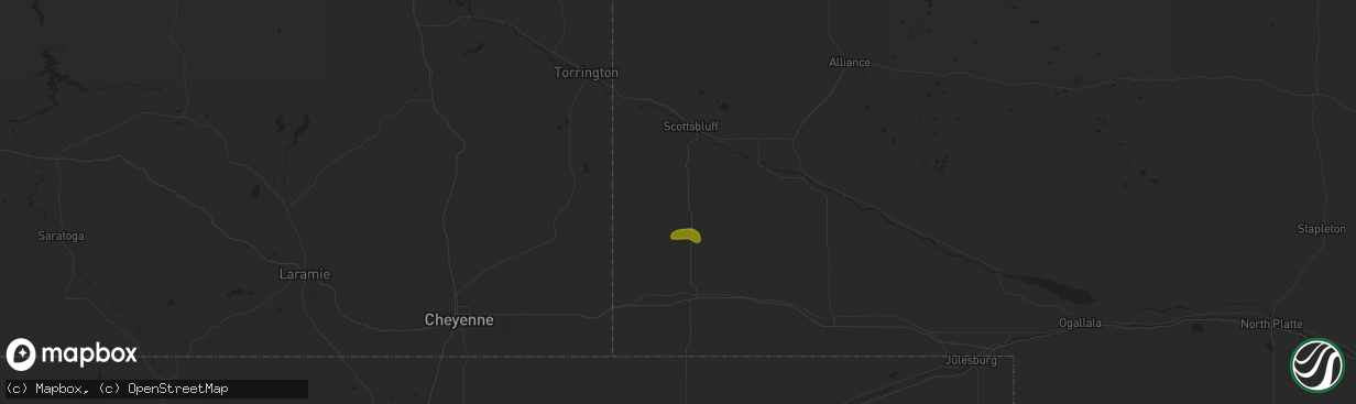 Hail map in Harrisburg, NE on August 13, 2024