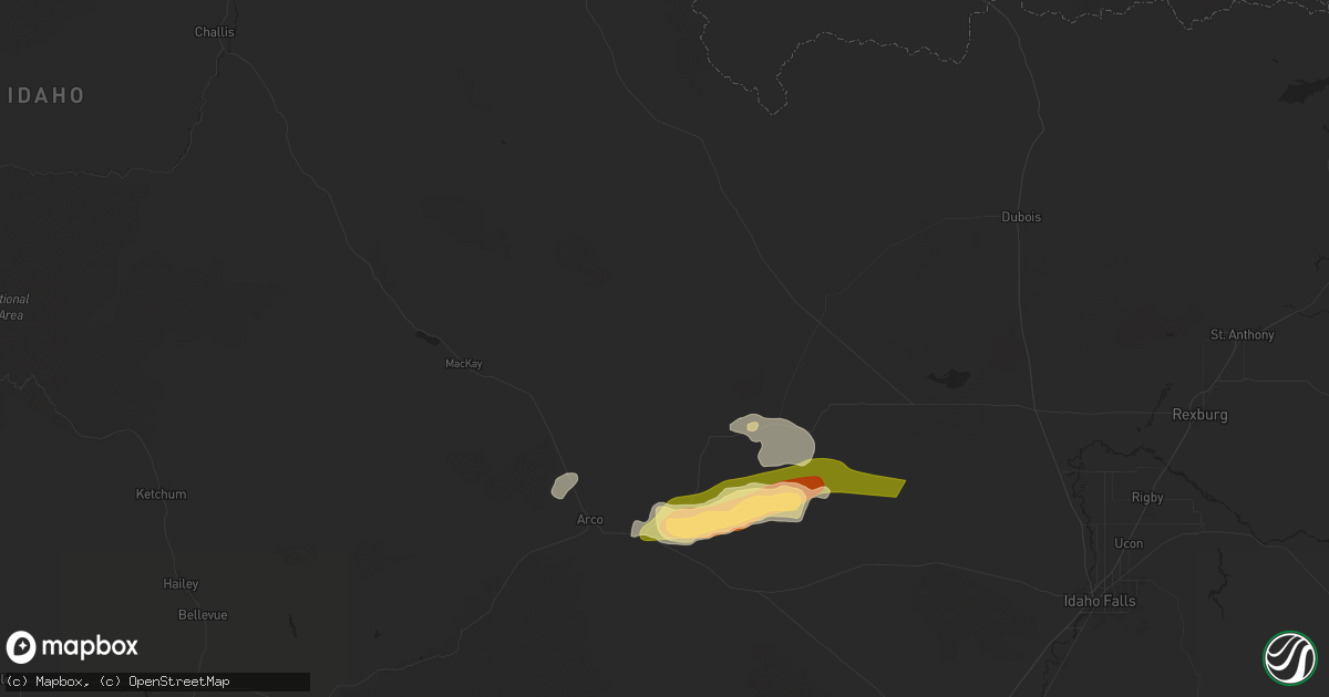 Hail map in Howe, ID on August 13, 2024