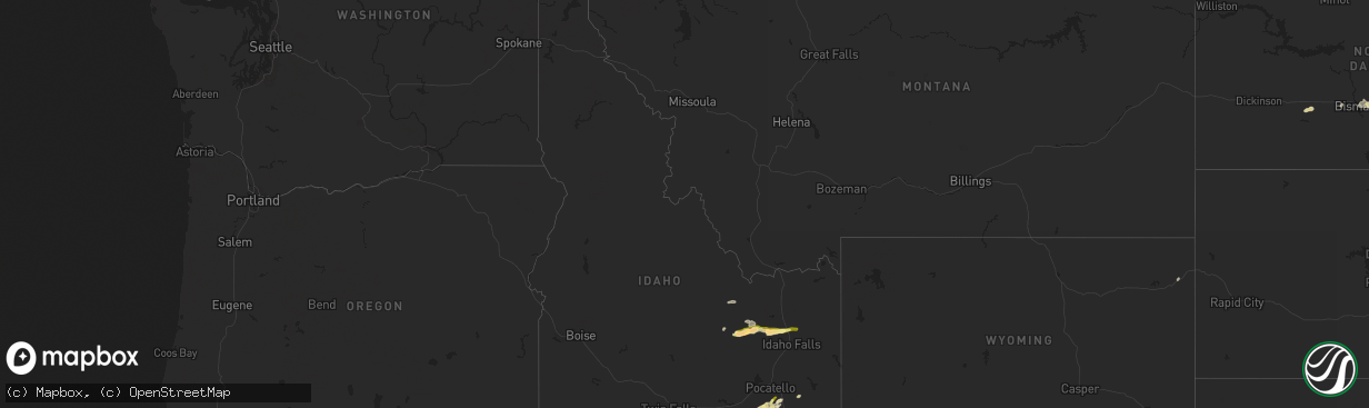 Hail map in Idaho on August 13, 2024