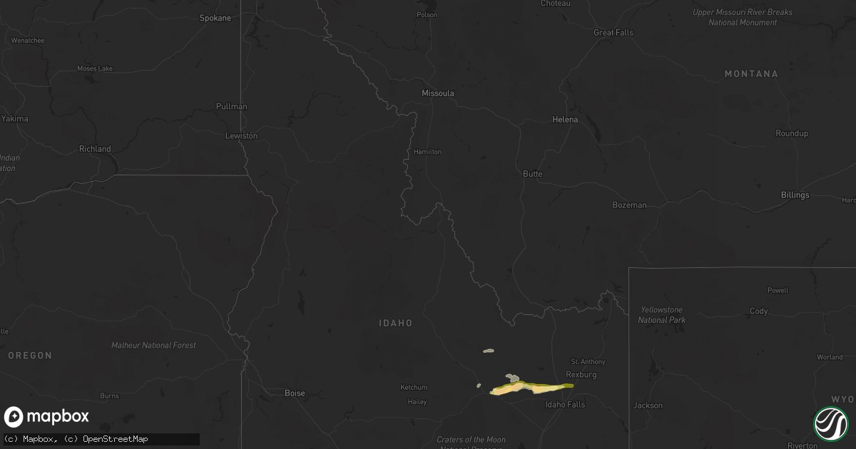 Hail map in Idaho on August 13, 2024