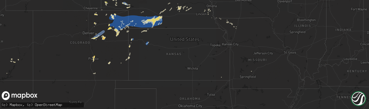 Hail map in Kansas on August 13, 2024