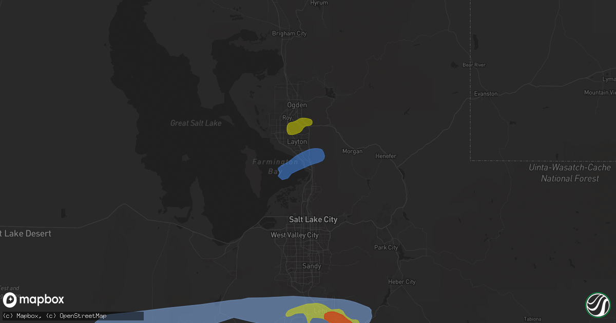 Hail map in Kaysville, UT on August 13, 2024