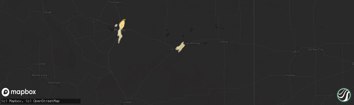 Hail map in La Junta, CO on August 13, 2024