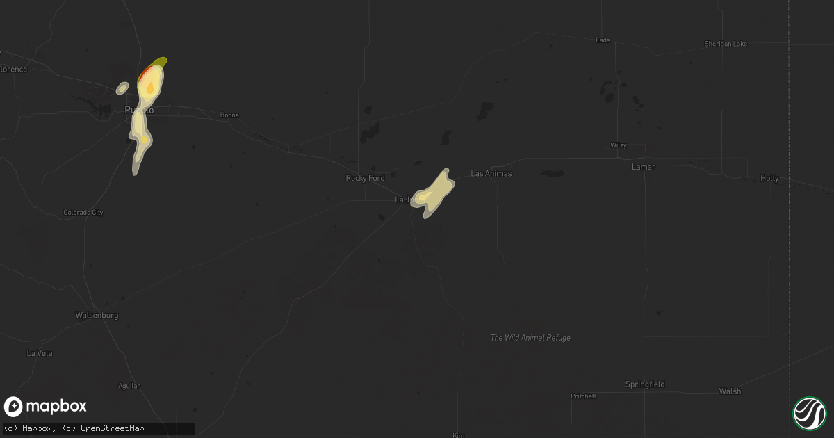 Hail map in La Junta, CO on August 13, 2024