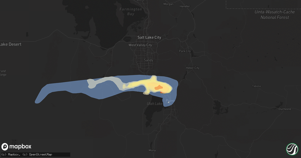 Hail map in Lehi, UT on August 13, 2024