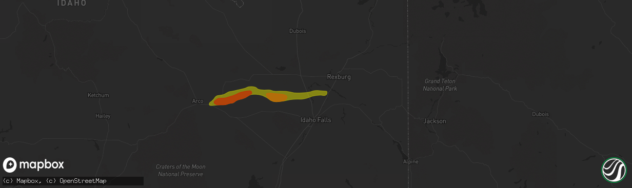 Hail map in Lewisville, ID on August 13, 2024