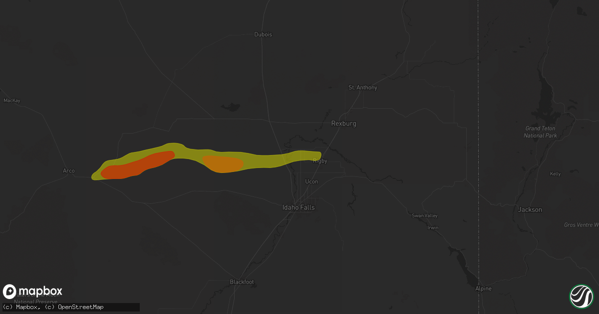Hail map in Lewisville, ID on August 13, 2024