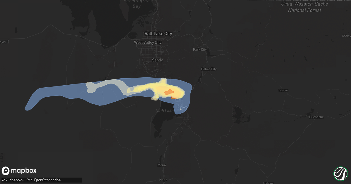 Hail map in Lindon, UT on August 13, 2024